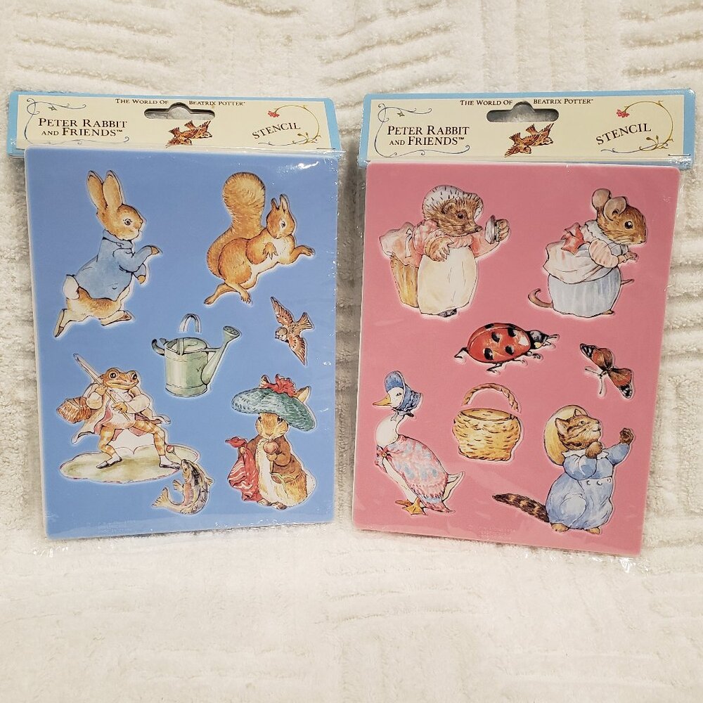 SEALED UK IMPORT Set of 2 Peter Rabbit & Friends Stencils